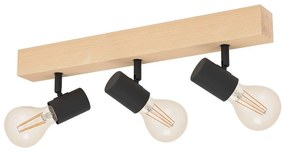 Plafonieră neagră/în culoare naturală 5x48 cm TOWNSHEND 3 – EGLO