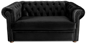 Canapea cu 2 locuri extensibila Chesterfield, negru, 150x66x90 cm