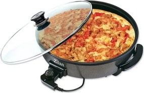 Tigaie electrica rotunda ZİLAN ZLN7870, pizza grill, diametru 38 cm, 1500 W, capac sticla, material non stick