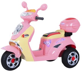 Homcom Motoreta Tricicleta Electrica pentru Fetite 6V cu Lumini si Muzica, Roz
