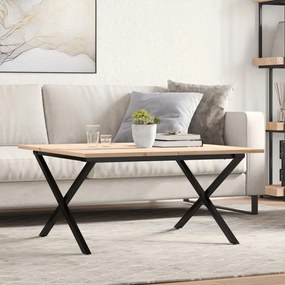vidaXL Masă de cafea, cadru X, 80x80x45 cm, lemn masiv pin și Oţel