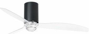 Lustra cu Ventilator si telecomanda MINI TUBE M LED negru mat/transparent