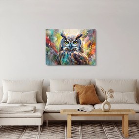 Tablou pe sticlă - Pictură de o bufniță (70x50 cm)