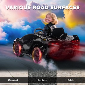 HOMCOM Mașină pentru Copii 12V cu Telecomandă și Muzică Viteză 3-8km/h Negru | Aosom Romania