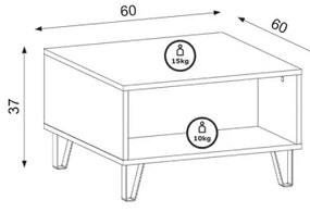 Masă de cafea SULA, stejar craft