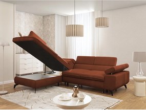 Colțar teracotă cu tapițerie din chenille (cu colț pe partea stângă/în formă de ”L”) Marbeya – Ropez