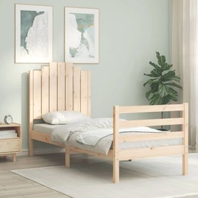 3194141 vidaXL Cadru de pat cu tăblie single mic, lemn masiv