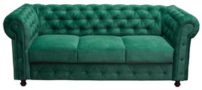 Set CHESTERFIELD 3-1-1, canapea  extensibila 3 locuri si 2 fotolii fixe, verde