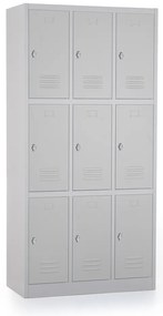 Dulap metalic - 9 cutii, 90 x 45 x 185 cm, blocare, gri - ral 7035