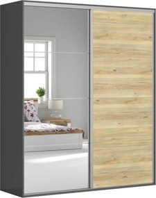 Dressing FLEX, gri grafit/stejar, PAL, cu 2 usi, 200x66x240 cm