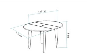 Masă de sufragerie extensibilă Nidupo 2 (Nuc) (pentru 4 persoane). 1093750