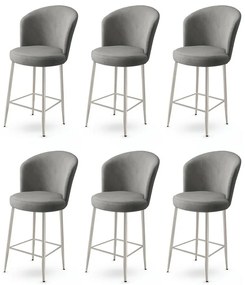 Set de scaune de bar Alte Grey și Chrome, 6 buc.