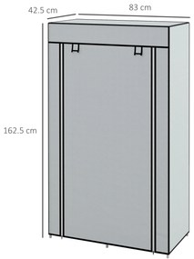 HOMCOM Șifonier Stofă 1 Bară pentru Haine, 2 Sertare, 83 x 42.5 x 162,5 cm, Gri | Aosom Romania