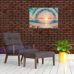 Tablou pe sticlă – Mozaic al soarelui la apus (70x50 cm)