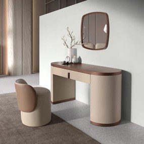 Masa machiaj design LUX Walnut-Leatherette Mink
