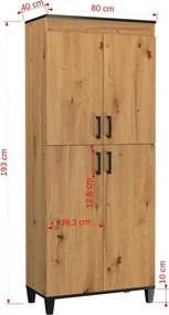 Dulap POLA 17 – 80x40x193 cm – Stejar Artisan