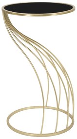 Masuta FLUSH, Metal Sticla, Negru Auriu, 43X73 cm