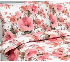 Lenjerie de pat din bumbac Bellatex Hibiscus roz, 140 x 200 cm, 70 x 90 cm