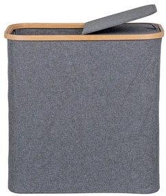 Coș de rufe Noto, bambus, textil, gri închis, 54x33x54 cm