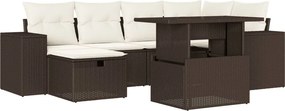 vidaXL Set canapele de grădină cu perne, 7 piese, maro, poliratan