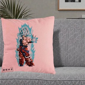 Perna Personalizata Dragon Ball Goku Ultra Instinct Blue, 40x40 cm, Roz, Husa Detasabila, Perna Inclusa, BEKZ®