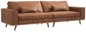Canapea Seattle K123Numărul de locuri: 4, Maro, 280x90x85cm, Piele eco, Picioare: Lemn, Lemn: Pin
