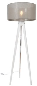 Lampa de podea moderna cu trepied alb cu abajur taupe 50 cm - Tripod Classic