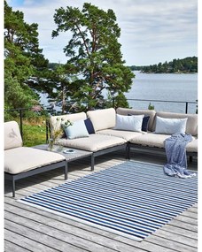 Covor pentru exterior și interior albastru/crem 70x120 cm Teo Denim – Pappelina