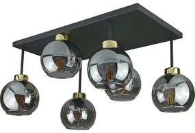 Lustră aplicată NESSA 6xE27/60W/230V negru/auriu/negru fumuriu