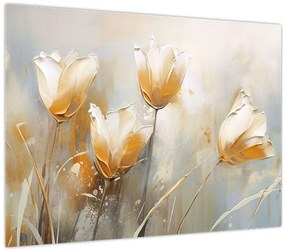 Tablou pe sticlă - Pictura de lalele (70x50 cm)
