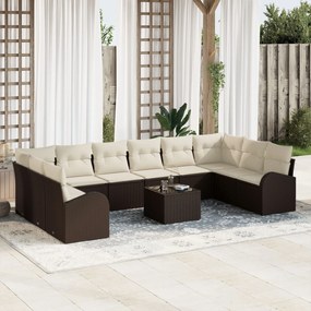 vidaXL Set de canapele pentru grădină 11 pcs Maro Rattan poli