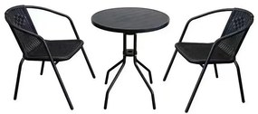 Set mobilier de grădină masă + 2 scaune, negru