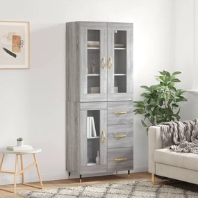 vidaXL Dulap înalt, gri sonoma, 69,5x34x180 cm, lemn compozit