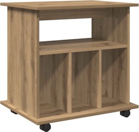 vidaXL Dulap cu roți, stejar artizanal, 60x45x60 cm, lemn prelucrat