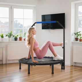 HOMCOM Mini Trampolin Fitness Pliabil de 45" cu Mâner Reglabil din Spumă, Albastru | Aosom Romania