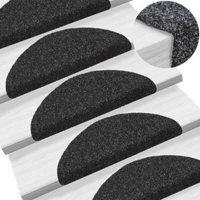 vidaXL Covorașe autocolante de scări, 15 buc, 54 x 16 x 4 cm, negru