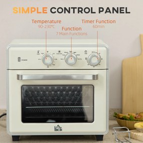 HOMCOM Mini Cuptor 5-in-1, Capacitate 20 L, 1400W, 1 Grătar, 1 Tavă, Timer 60 Min | Aosom Romania