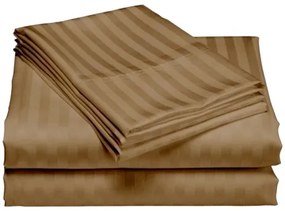 Cearceaf de pat cu elastic + doua fete perna, 180x200 cm, culoare Maro Deschis