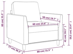 Canapea de o persoana, gri, 60 cm, piele ecologica