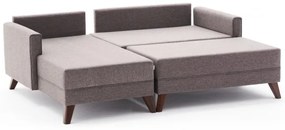 Coltar Modular pe Stanga cu Taburet, Cadru Lemn de Brad, Bella Mini, Gri