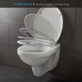 Celesto, capac pentru toaletă, în formă de O, pliabil automat, antibacterian, alb