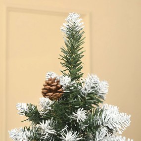 HOMCOM Brad de Crăciun Înzăpezit cu 630 Ramuri și 37 Conuri, Brad Artificial cu Bază Detașabilă, Ø75x180 cm, Verde | Aosom Romania