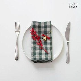 Șervețele 2 buc. din in 40x40 cm Forest Green Gingham – Linen Tales