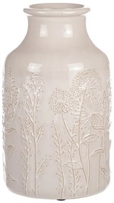 Vaza ceramică cu flori de câmp, bej, diametru 19cm x 31 cm
