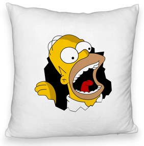 Perna Decorativa Fluffy, Model Simpsons Homer 2, 40x40 cm, Alba, Husa Detasabila, Burduf