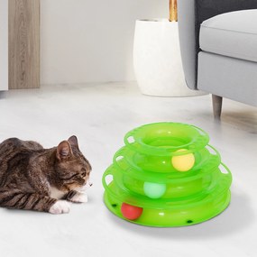 Jucarie pisici cu circuit si minge Plastic Verde