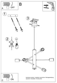 Lustră Sollux Donato 6, negru