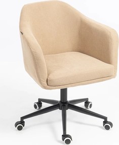 HR832K Scaun Catifea Reiată Premium culoare Bej Ghimbir cu Bază Neagră