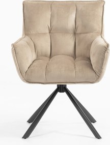 HR560 BAZĂ STEA Scaun Catifea Latte cu Bază Neagră
