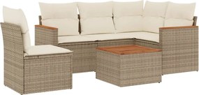 vidaXL Set canapele de grădină cu perne, 6 piese, bej, poliratan